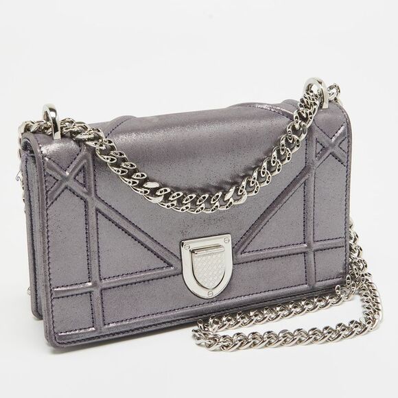 Dior Purple Iridescent Leather Diorama Wallet on Chain - Picture 3 of 4